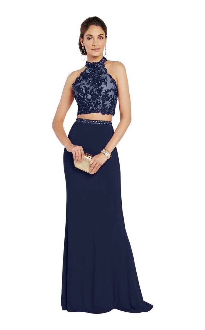 Alyce Paris - 60547 Beaded Lace Two Piece High Halter Evening Dress Formal Gowns 5 Alyce Paris - 60547 Beaded Lace Two Piece High Halter Evening Dress Formal Gowns