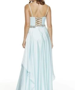 Alyce Paris - 60641 Plunging V-Neck Flowy Satin Chiffon Gown Formal Gowns