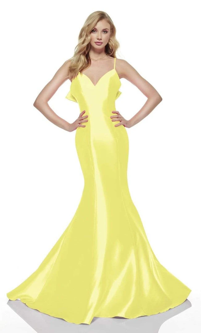 Formal Gowns Alyce Paris - 60705 V-Neck Mermaid Dress With Bow 6 Formal Gowns Alyce Paris - 60705 V-Neck Mermaid Dress With Bow