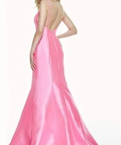 Formal Gowns Alyce Paris - 60705 V-Neck Mermaid Dress With Bow 9 Formal Gowns Alyce Paris - 60705 V-Neck Mermaid Dress With Bow