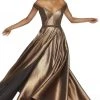 Alyce Paris - 60718 Off The Shoulder V-Neck Metallic Jacquard A-Line Gown - 1 Pc Metallic Purple In Size 16 Available