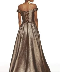 Alyce Paris - 60718 Off The Shoulder V-Neck Metallic Jacquard A-Line Gown - 1 Pc Metallic Purple In Size 16 Available 5 Alyce Paris - 60718 Off The Shoulder V-Neck Metallic Jacquard A-Line Gown - 1 Pc Metallic Purple In Size 16 Available