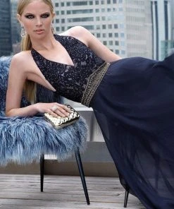 Formal Gowns Alyce Paris - 6566 Bead Embroidered Halter V-neck Chiffon Dress 9 Formal Gowns Alyce Paris - 6566 Bead Embroidered Halter V-neck Chiffon Dress