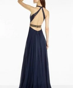 Formal Gowns Alyce Paris - 6566 Bead Embroidered Halter V-neck Chiffon Dress 7 Formal Gowns Alyce Paris - 6566 Bead Embroidered Halter V-neck Chiffon Dress