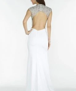 Formal Gowns Alyce Paris 6718 Lace Jewel Gown - 1 Pc Diamond White In Size 16 Available
