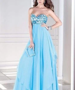 Formal Gowns Alyce Paris - B'Dazzle - 35678 Dress In Sky Blue Nude