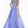 Alyce Paris - Beaded Lace Illusion Bateau Evening Gown 29655 - 1 Pcs Blue Iris In Sizes 4 Available Formal Gowns