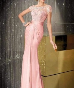 Alyce Paris - Black Label - 29687 Cap Sleeve Floral Drape Gown 11 Alyce Paris - Black Label - 29687 Cap Sleeve Floral Drape Gown