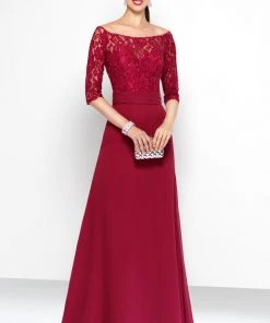 Formal Gowns Alyce Paris - Black Label Off Shoulder Lace Chiffon Gown 5807 - 1 Pc Sapphire In Size 10 Available