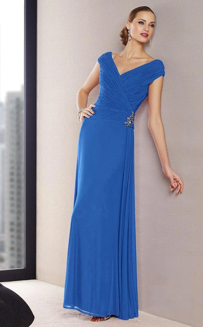 Alyce Paris - Cap Sleeve V-Neck Ruched A-Line Gown 29700 - 1 Pc. Midnight In Size 14 Available 4 Alyce Paris - Cap Sleeve V-Neck Ruched A-Line Gown 29700 - 1 Pc. Midnight In Size 14 Available
