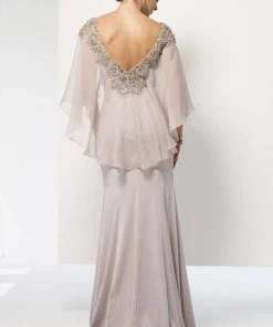 Formal Gowns Alyce Paris - Embellished V-Neck Mother Of The Bride Gown With Sheer Capelet 27170 8 Formal Gowns Alyce Paris - Embellished V-Neck Mother Of The Bride Gown With Sheer Capelet 27170