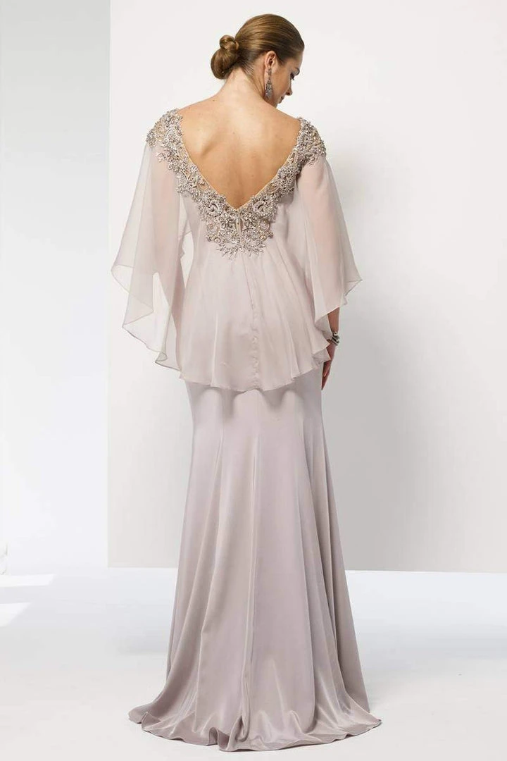 Formal Gowns Alyce Paris - Embellished V-Neck Mother Of The Bride Gown With Sheer Capelet 27170 4 Formal Gowns Alyce Paris - Embellished V-Neck Mother Of The Bride Gown With Sheer Capelet 27170