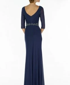 Alyce Paris Fitted Embellished Waist Evening Dress - 1 Pc Navy In Size 12 Available Formal Gowns