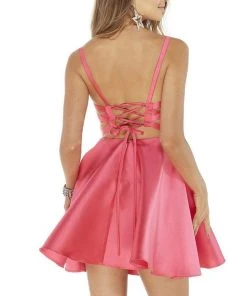 Cocktail Dresses Alyce Paris - Lace-Up Back A-Line Short Dress 3030 - 2 Pc Midnight In Size 6 And 8 Available