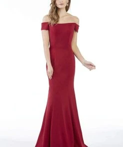 Alyce Paris - Off Shoulder Jersey Mermaid Evening Gown 60294 - 2 Pcs Navy In Size 4 And 10 And 1 Pc Black In Size 8 Available Formal Gowns