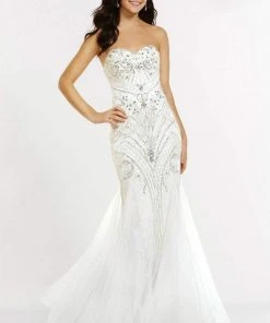 Alyce Paris Ornate Strapless Gown 6748 - 1 Pc Diamond White In Size 10 Available Formal Gowns