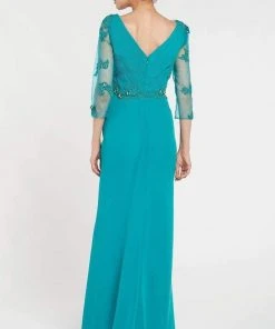 Alyce Paris - Quarter Sleeve Ruffle Draped Gown 29681 Formal Gowns 11 Alyce Paris - Quarter Sleeve Ruffle Draped Gown 29681 Formal Gowns