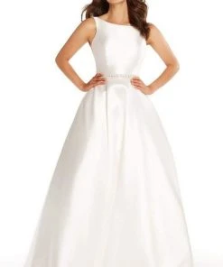 Alyce Paris Sleeveless Bateau Mikado A-Line Gown 60113 - 1 Pc Diamond White In Size 8 And 10 Available