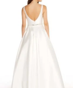 Alyce Paris Sleeveless Bateau Mikado A-Line Gown 60113 - 1 Pc Diamond White In Size 8 And 10 Available 5 Alyce Paris Sleeveless Bateau Mikado A-Line Gown 60113 - 1 Pc Diamond White In Size 8 And 10 Available