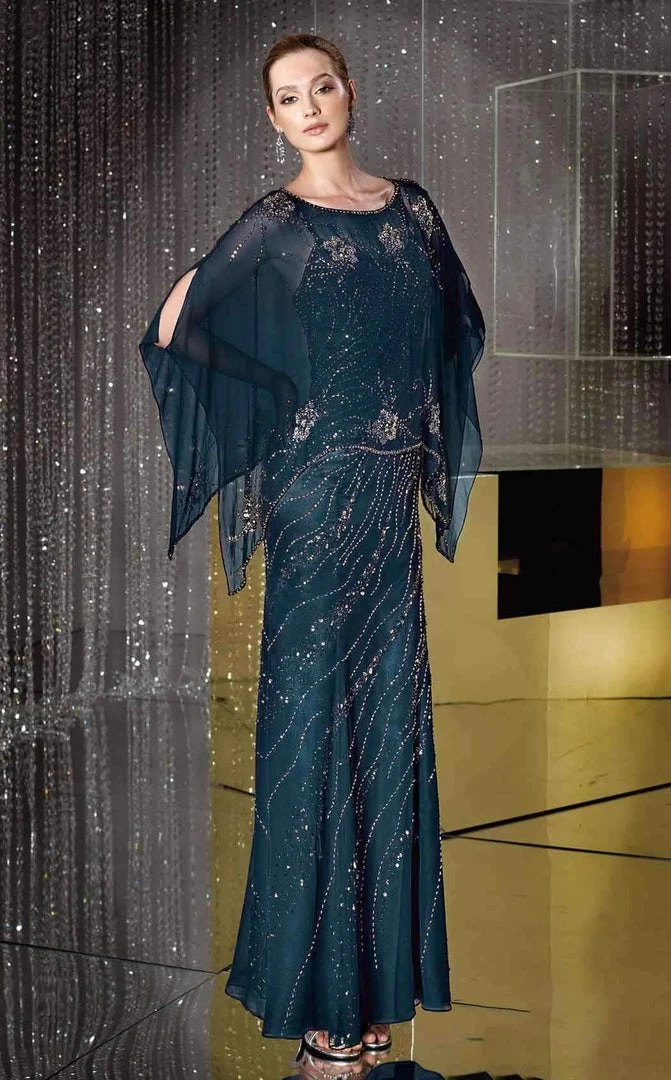 Alyce Paris - Spaghetti Strap Mother Of The Bride Dress With Shawl 29088 - 2 Pcs Blue Coral In Sizes 8 And 10 Available 3 Alyce Paris - Spaghetti Strap Mother Of The Bride Dress With Shawl 29088 - 2 Pcs Blue Coral In Sizes 8 And 10 Available