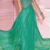 Alyce Paris - Strapless A-line Chiffon Gown 6193 - 1 Pc Electric Green In Size 0 Available Formal Gowns