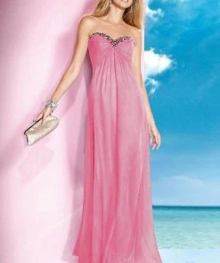 Formal Gowns Alyce Paris - Strapless Bejeweled Silky Chiffon Sweetheart Long Gown 35592