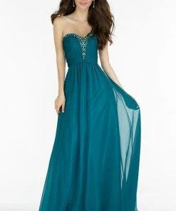 Alyce Paris - Strapless Ruched A-Line Evening Dress 8022 - 1 Pc Emerald In Size 10 Available