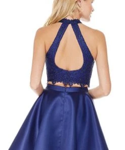 Alyce Paris Two-Piece Lace Overlaid Mikado Dress 3800