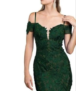 Andrea And Leo - A0258 Lace Embellished Off-Shoulder Trumpet Dress Formal Gowns