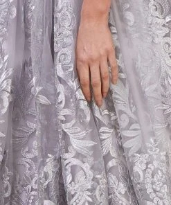 Andrea And Leo - A0620 Embroidered Lace Deep V Neck Ballgown Formal Gowns