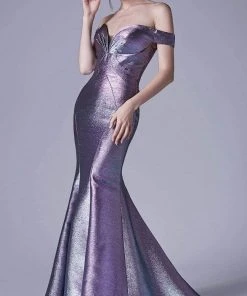 Formal Gowns Andrea And Leo - A0725 Off-Shoulder Metallic Jacquard Mermaid Gown