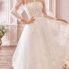 Cocktail Dresses Andrea And Leo - A1016 Collared Illusion Neckline Cocktail Length Bridal Dress - 1 Pc Off White In Size 16 Available