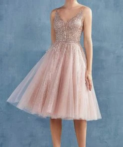 Andrea And Leo - Cocktail Dresses Embellished Deep V Neck A-Line Dress 7 Andrea And Leo - Cocktail Dresses Embellished Deep V Neck A-Line Dress