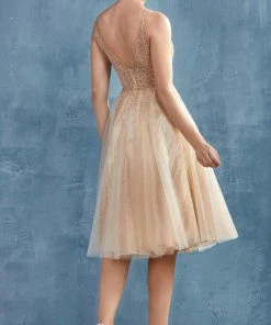 Andrea And Leo - Cocktail Dresses Embellished Deep V Neck A-Line Dress 6 Andrea And Leo - Cocktail Dresses Embellished Deep V Neck A-Line Dress