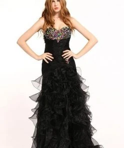 Formal Gowns Angela & Alison - 21023 Strapless Crystal Ornate Ruffled Gown