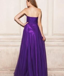 Formal Gowns Angela & Alison - 21037 Strapless Ruched Sweetheart Empire Gown