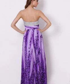 Formal Gowns Angela & Alison - 21039 Encrusted Sweetheart Animal Print Dress