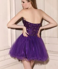 Angela & Alison - 21064 Strapless Corset Bodice Bejeweled Dress