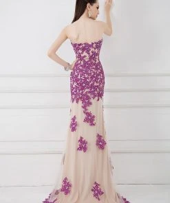 Angela & Alison - 41002 Strapless Adorned Applique Sheath Gown Formal Gowns 19 Angela & Alison - 41002 Strapless Adorned Applique Sheath Gown Formal Gowns