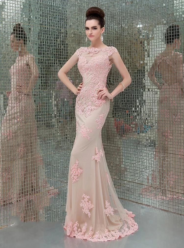 Formal Gowns Angela & Alison - 41082 Cap Sleeve Lace Sheath Long Gown 3 Formal Gowns Angela & Alison - 41082 Cap Sleeve Lace Sheath Long Gown