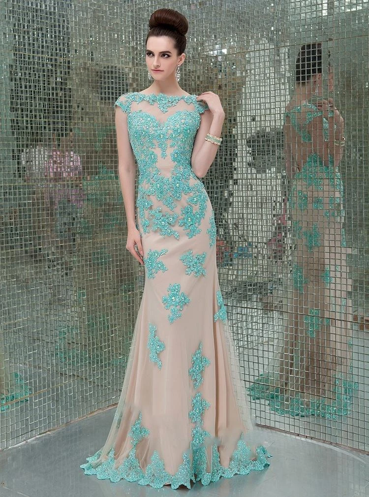 Formal Gowns Angela & Alison - 41082 Cap Sleeve Lace Sheath Long Gown 6 Formal Gowns Angela & Alison - 41082 Cap Sleeve Lace Sheath Long Gown