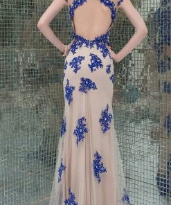 Formal Gowns Angela & Alison - 41082 Cap Sleeve Lace Sheath Long Gown 8 Formal Gowns Angela & Alison - 41082 Cap Sleeve Lace Sheath Long Gown