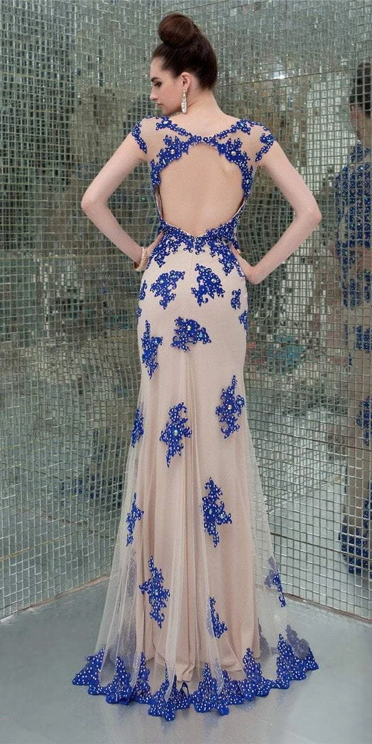 Formal Gowns Angela & Alison - 41082 Cap Sleeve Lace Sheath Long Gown 5 Formal Gowns Angela & Alison - 41082 Cap Sleeve Lace Sheath Long Gown