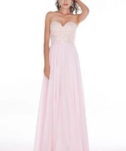 Formal Gowns Angela & Alison - 41105S Strapless Embroidered Sweetheart Long Dress