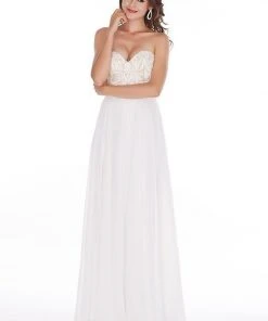 Formal Gowns Angela & Alison - 41105S Strapless Embroidered Sweetheart Long Dress