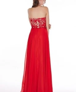 Formal Gowns Angela & Alison - 41105S Strapless Embroidered Sweetheart Long Dress
