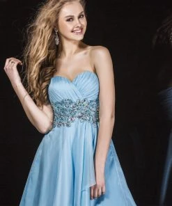 Angela & Alison - 42006 Strapless Pleated Sparkle Cocktail Dress