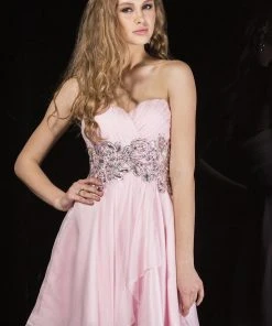 Angela & Alison - 42006 Strapless Pleated Sparkle Cocktail Dress