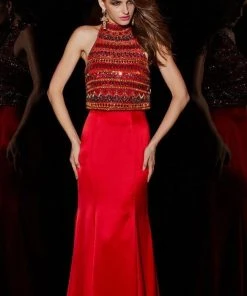 Angela & Alison - 51001 Bedazzled High Halter Trumpet Dress 11 Angela & Alison - 51001 Bedazzled High Halter Trumpet Dress