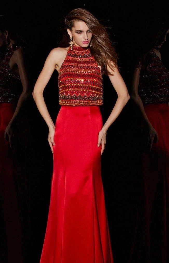 Angela & Alison - 51001 Bedazzled High Halter Trumpet Dress 6 Angela & Alison - 51001 Bedazzled High Halter Trumpet Dress